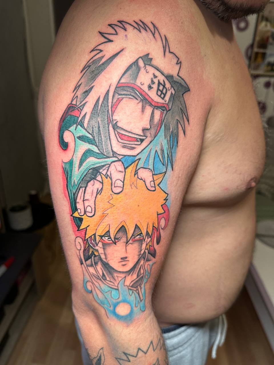 Jiraiya y Naruto — anime a color